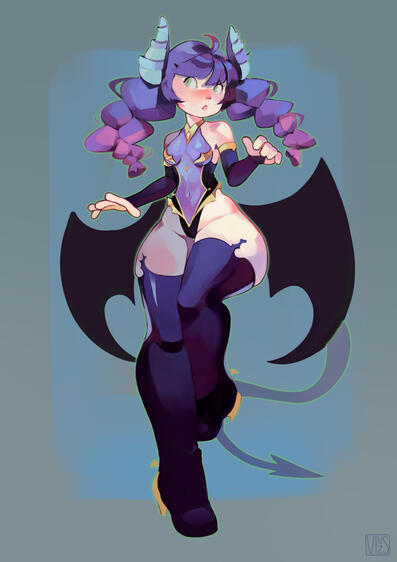 Full body painting commission of Lily in her Voidmaiden attire