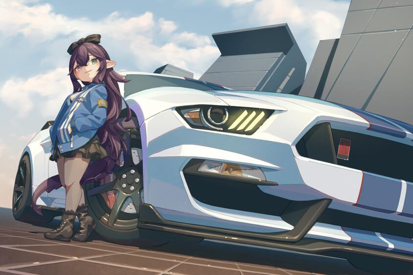 I like Mustangs. Oh my goodness, she&#39;s barely taller than the fender line. How does she drive this?